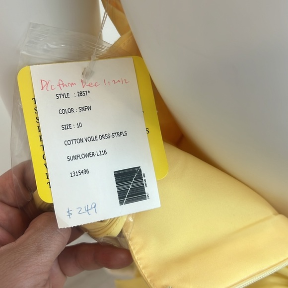 Sample NWT Dessy 2857 size 10 Sunflower yellow 100% Cotton dress Pristine - Picture 7 of 8